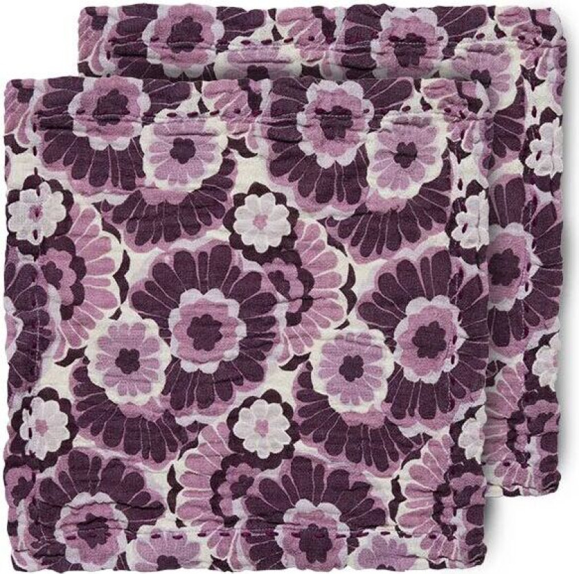 Floral bomullsserviett 30 x 30 cm 2-pakning Burgundy