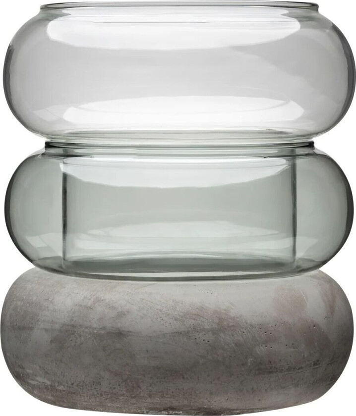 Bagel vase/lyslykt 22 cm Grå