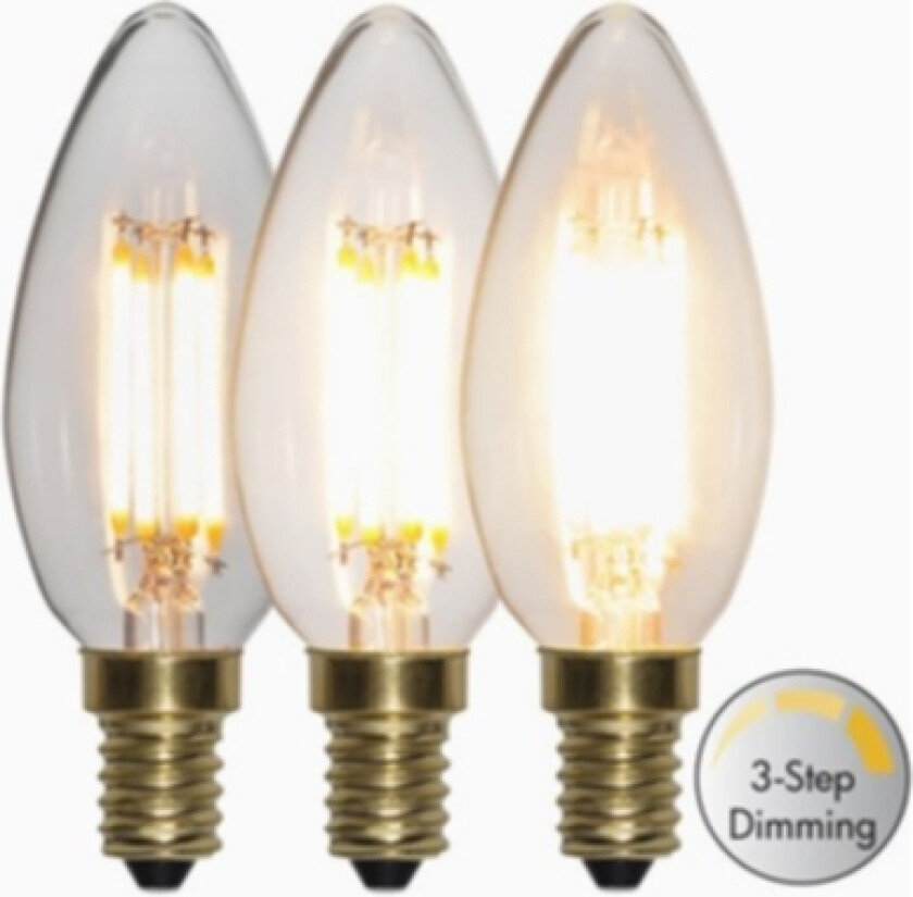 LED-pære Mignon 3-trinns klikk dimmer 4W 2100K E14