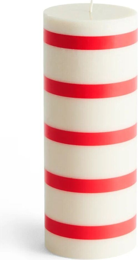 Column Candle kubbelys medium 20 cm Off white-red
