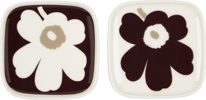 Unikko fat 10 x 10 2-pakning Vinrød-hvit-beige