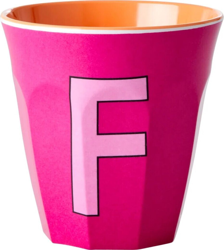 Rice melaminkopp medium bokstav F 30 cl Fuchsia