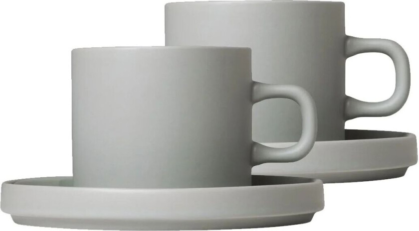 Pilar kaffekopp med fat 2-stk. Mirage grey