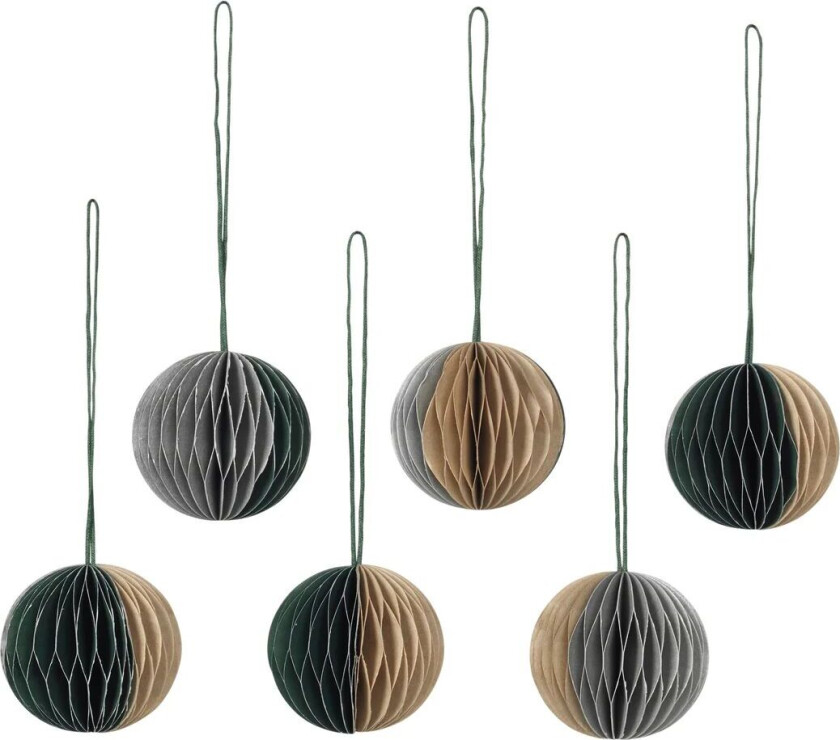 Ball julekule honeycomb Ø 5 cm 6 deler Multi/green