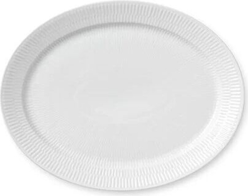 White Fluted ovalt fat Diameter 33 cm