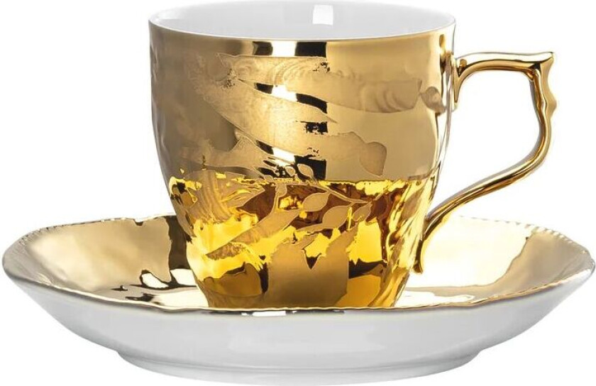 Heritage Midas espressokopp med fat Hvit-gull