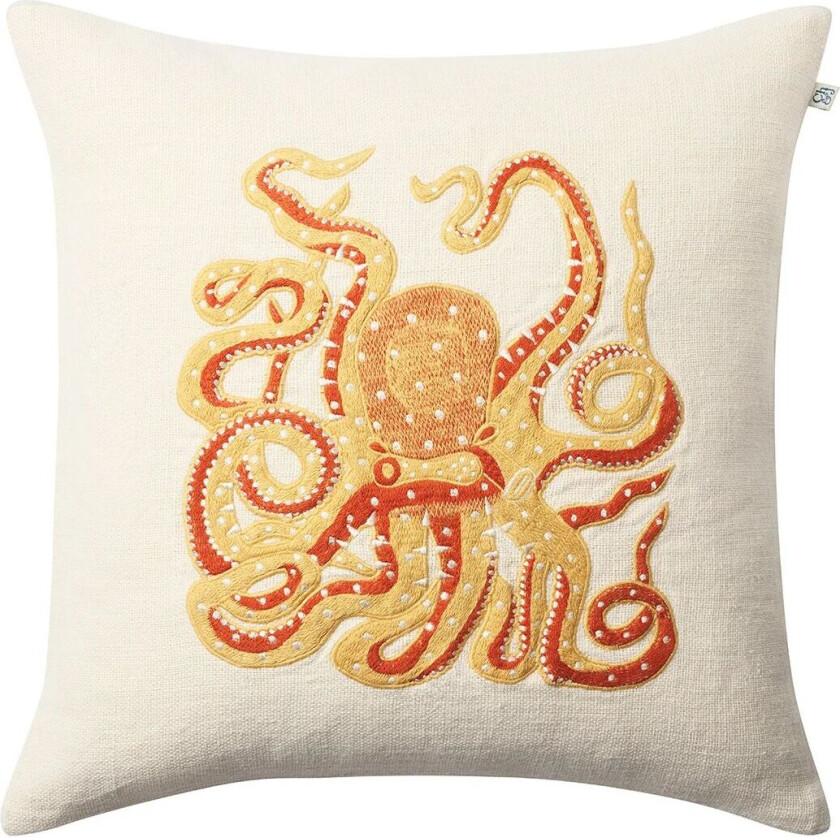 Embroidered Octopus putetrekk 50x50 cm Spicy yellow-orange