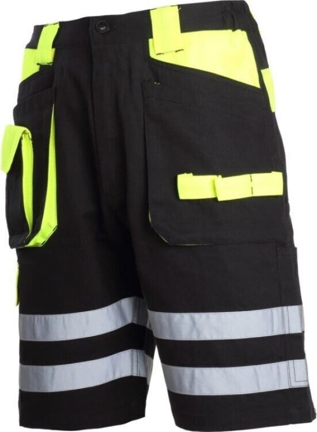 Lahti Pro shorts svart og gul 100 % bomull med reflekterende "S" (L4070501)