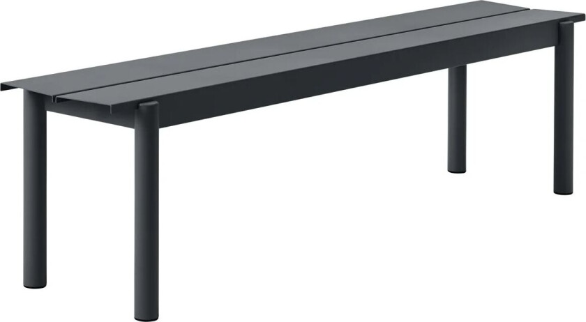 Linear steel bench benk 170 x 34 cm Svart