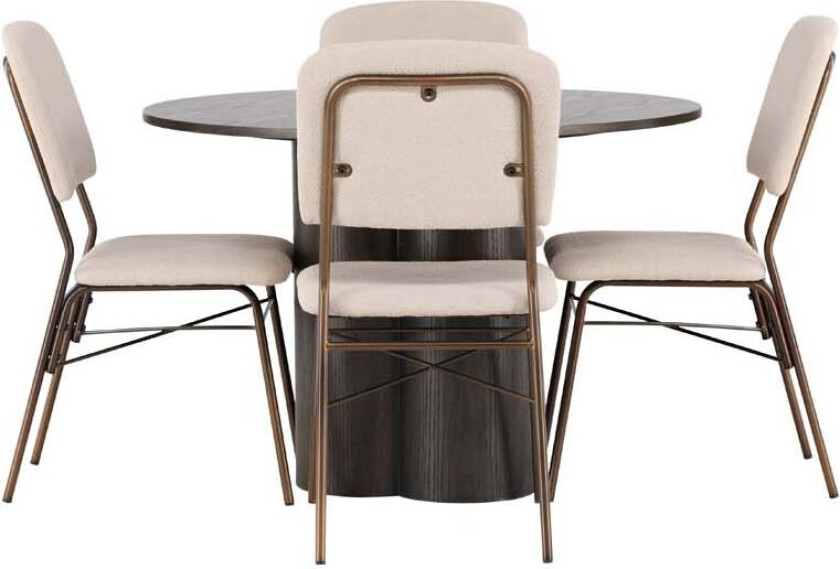 Olivia spisegrupper bord mocca og 4 Seda stoler beige.