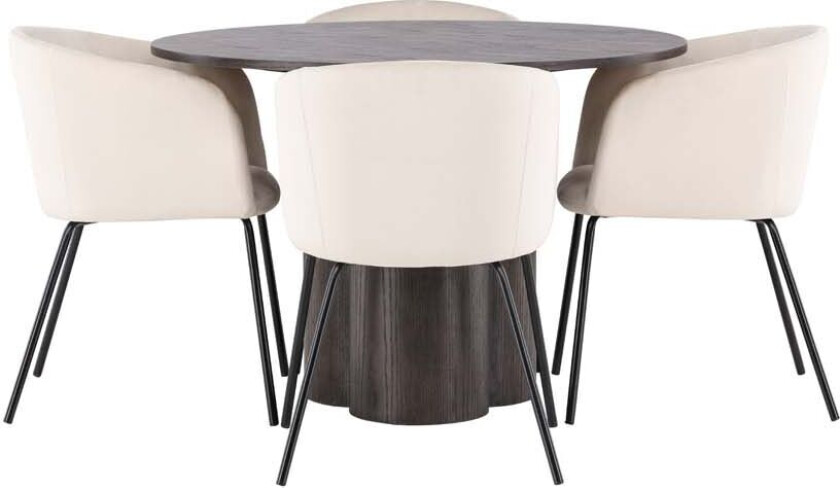 Olivia spisegrupper bord mocca og 4 berit stoler beige.