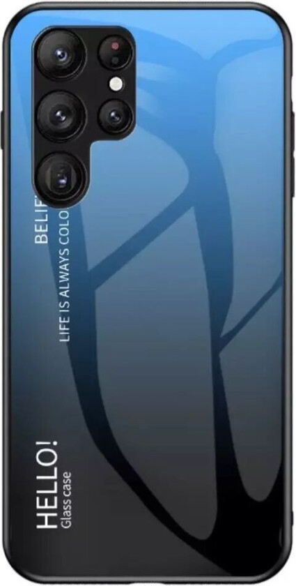 Samsung Galaxy S23 Ultra Glass Bakdeksel - Hello - Blå / Svart