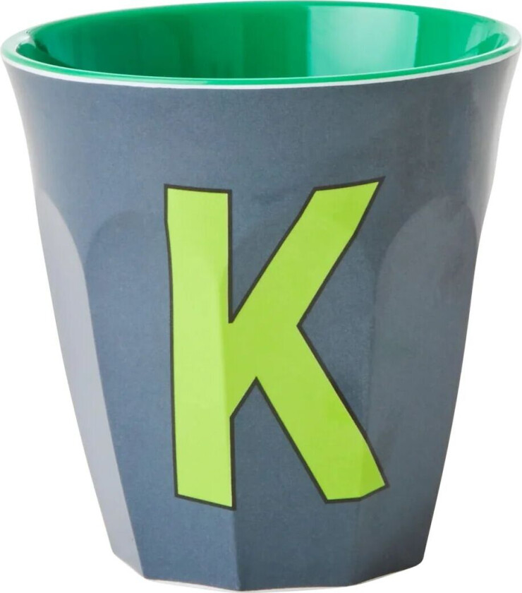 Rice melaminkopp medium bokstav K 30 cl Dark grey