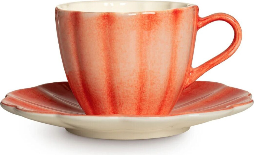 Oyster kopp med fat 25 cl Oransje