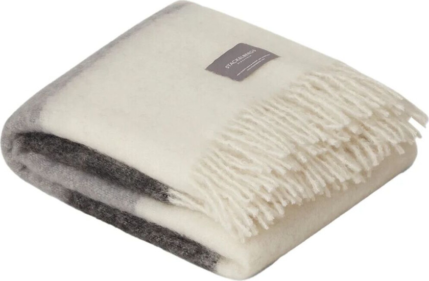 Mohair pledd Black, Skiffer & White Stripe