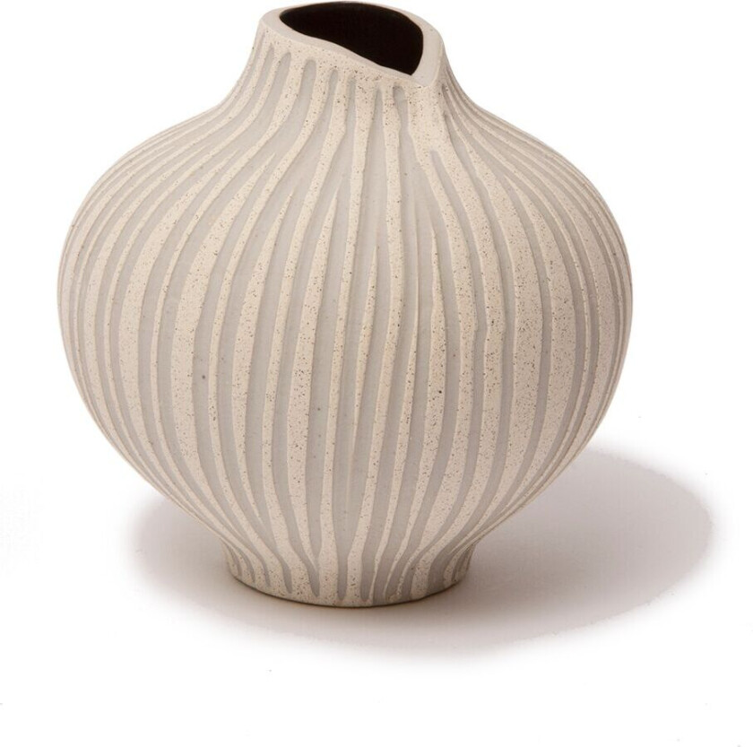 Line vase Sand white stone stripe, medium