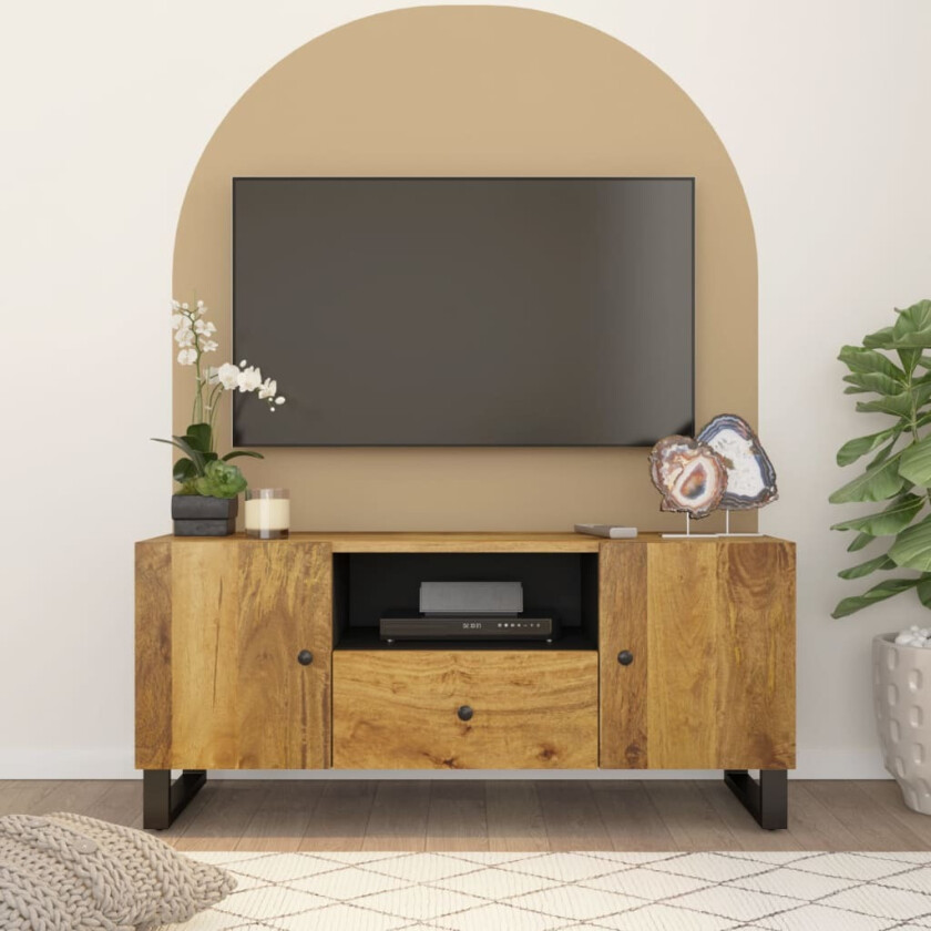 TV-benk 105x33,5x46 cm heltre mango og konstruert tre
