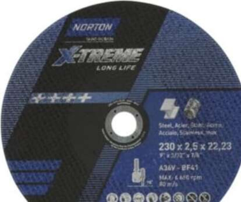 Skæreskive 230x2,5x22,23mm - A36V-230x2.5x22.2-T41 NOR-X-Treme life