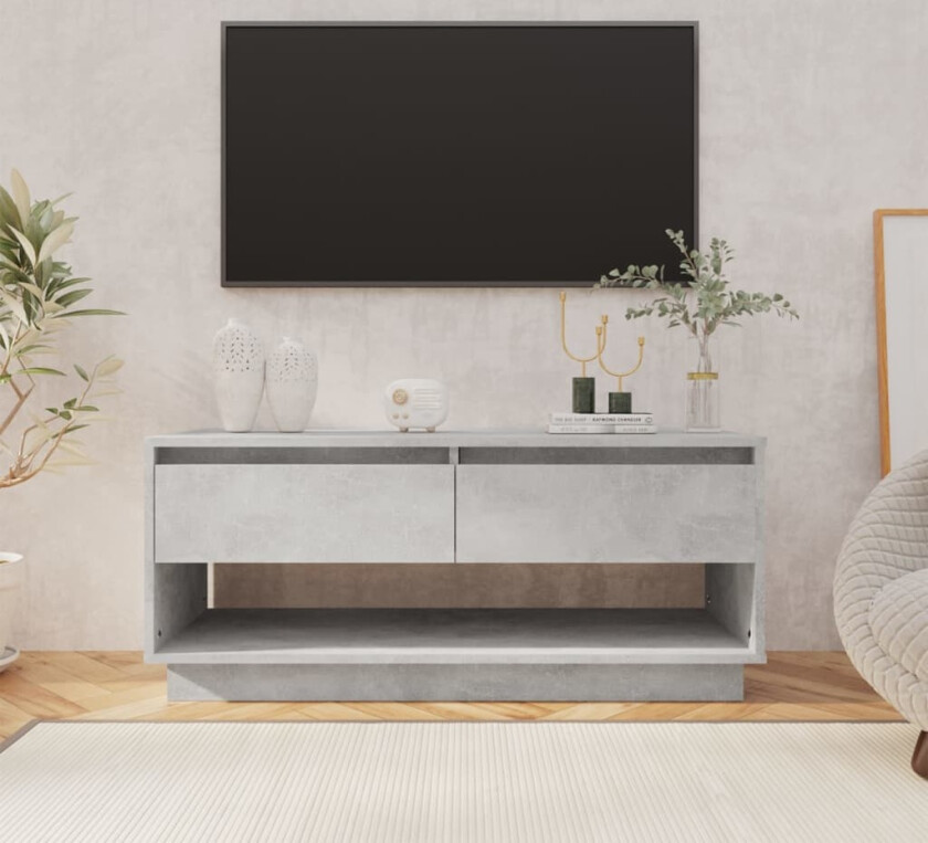 TV-benk betonggrå 102x41x44 cm sponplate