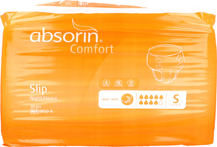 Comfort slip night/heavy, alt-i-ett bleie, Small, 20 stk.