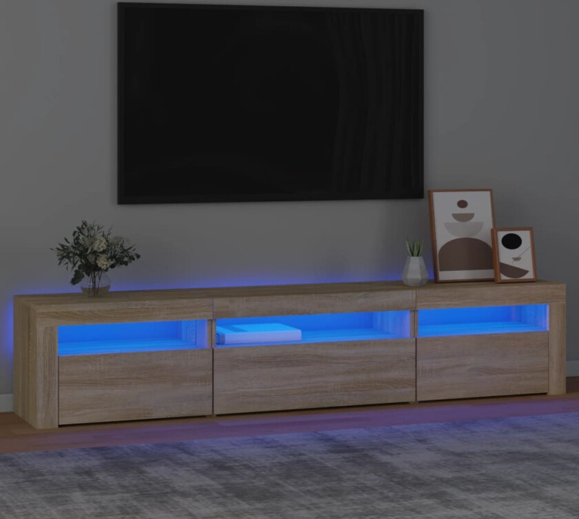 TV-benk med LED-lys sonoma eik 195x35x40 cm