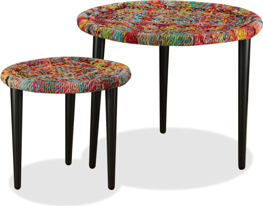 Sofabordsett i 2 deler chindidetaljer flerfarget