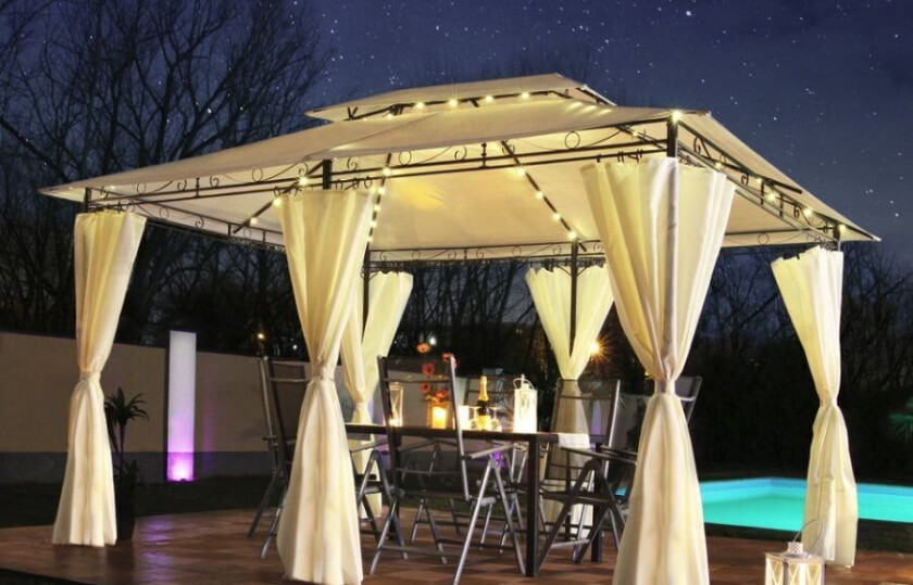 LED Solar Paviljong Minzo 3x4m - Creme