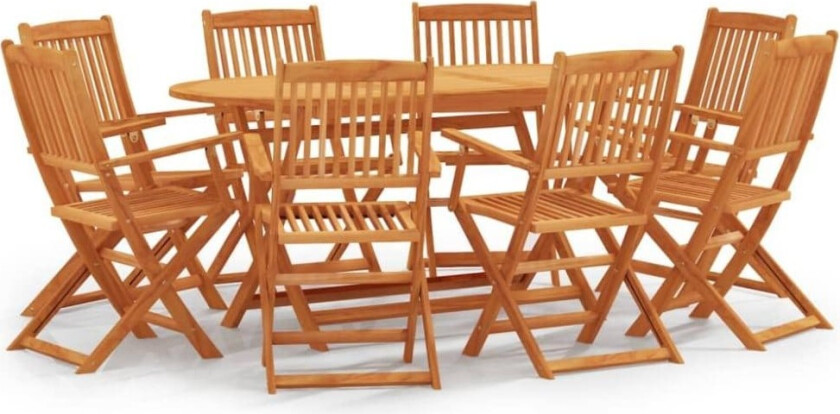 Utendørs spisestue sammenleggbar 9 deler heltre eukalyptus