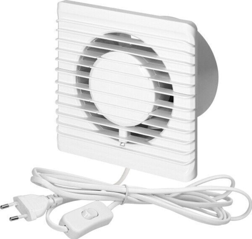 ventilator Baderomsvifte 100mm, utenpåliggende - kabel med bryter