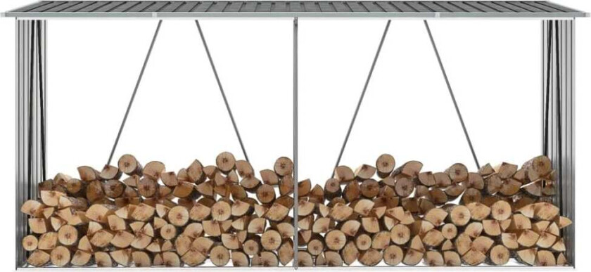 Bilde av Vedskjul galvanisert stål 330x84x152 cm grå