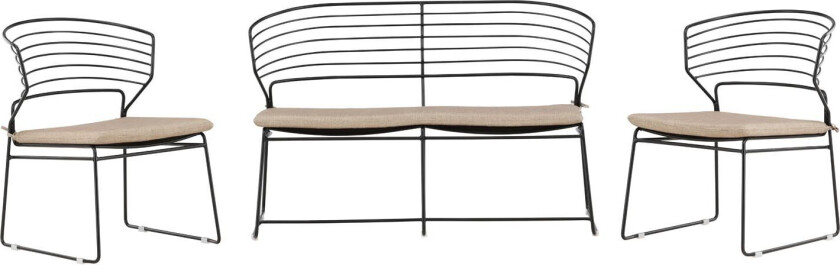 Bilde av Milano hagesett 3 deler svart, beige.