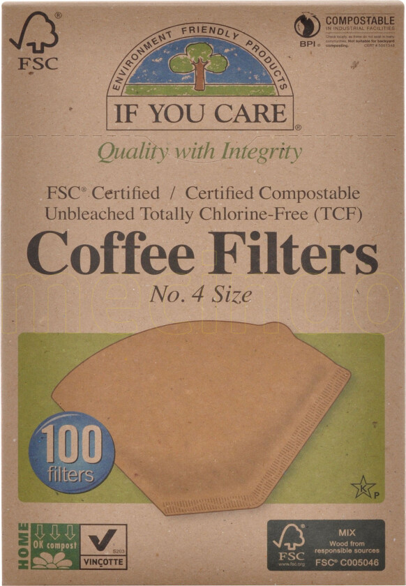 If you care Ublekede Kaffefiltre No. 4 - 100 Stk