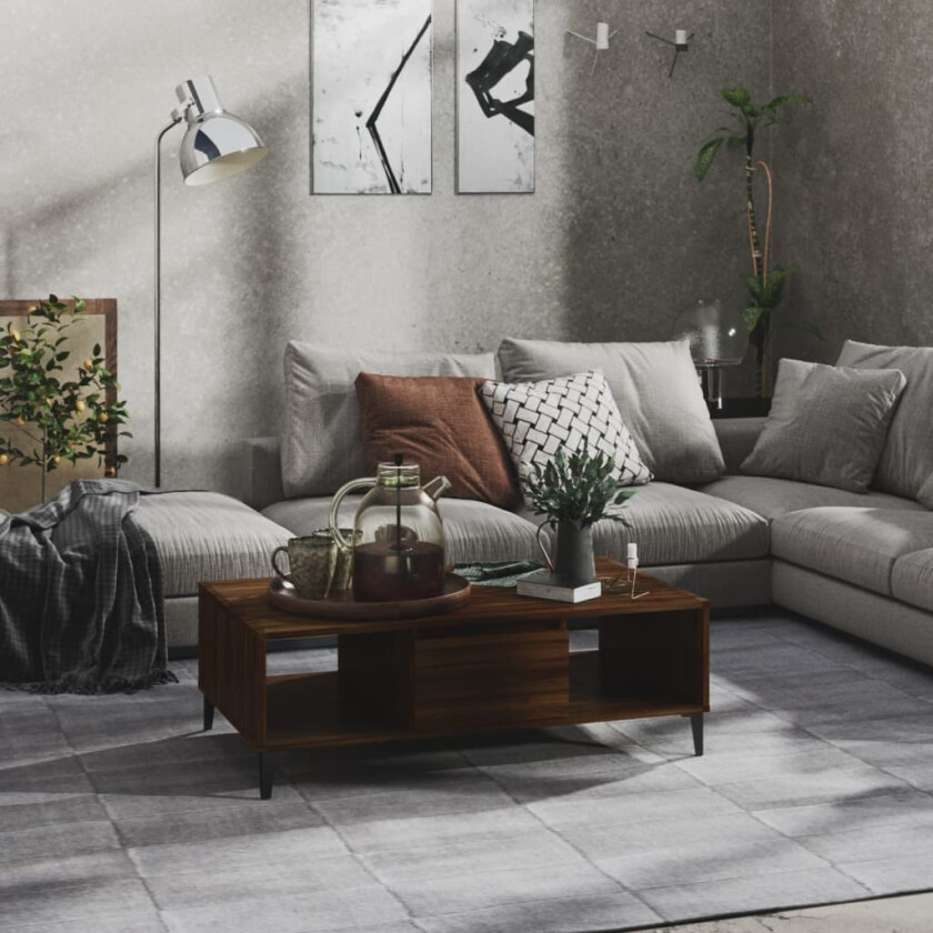 Salongbord brun eik 103,5x60x35 cm sponplate