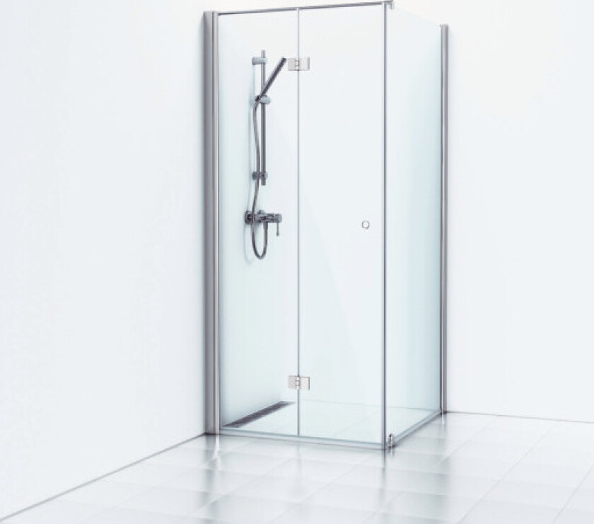 Skoga Foldedusj med fastvegg - Krom