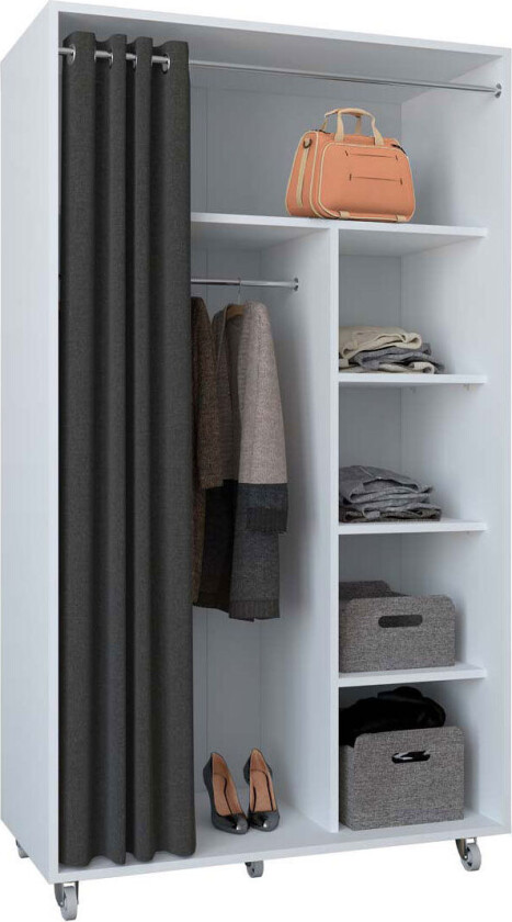 Ostila garderobeskap hylle med hengerstang 5 hyller hvit.