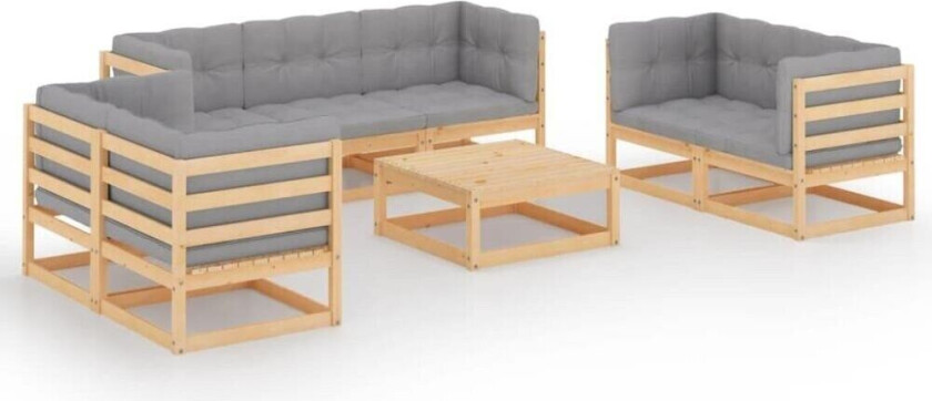 Hagesofagruppe med puter 8 deler heltre furu