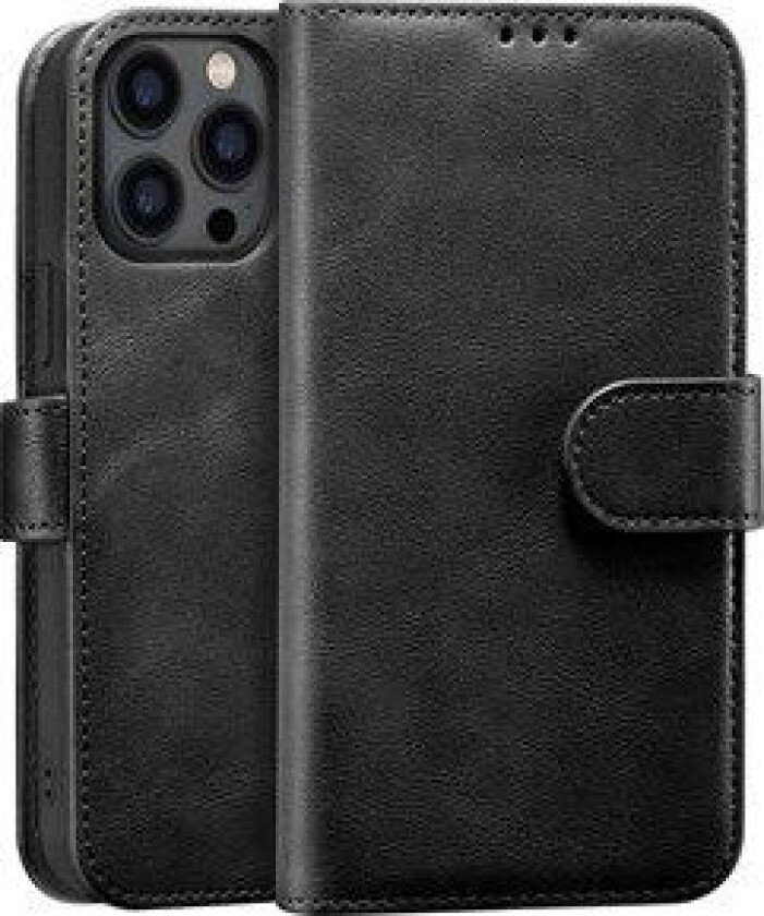 PU-deksel og -lommebok til iPhone 13 Pro svart
