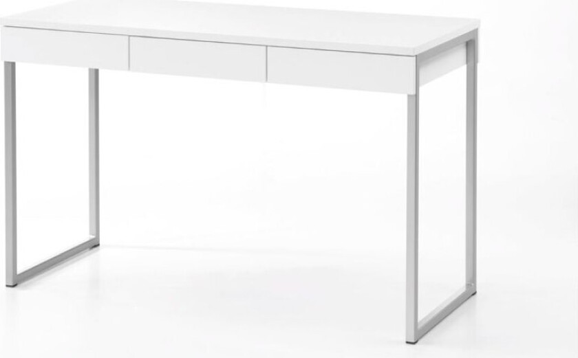 Fula skrivebord 3 skuffer hvit og stål.