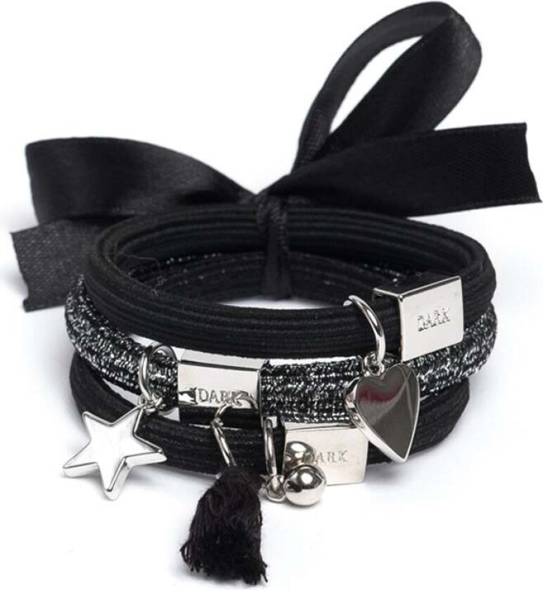DARK Hair Ties With Charms Combo Black With Silver