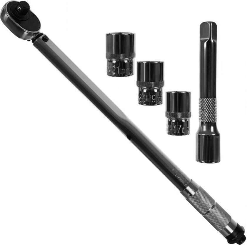 Bilde av Sett med momentnøkkel, forlengelsesarm og stikkontakter