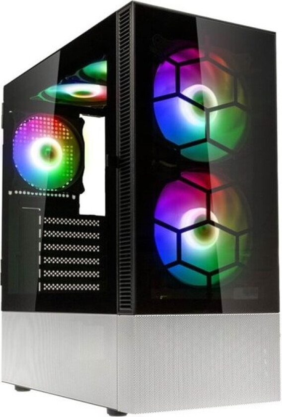 Observatory Mx Glass Argb Midi Tower Case Black/white Hvit, Svart