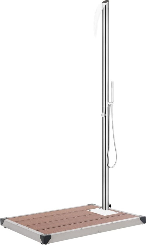 Hagedusj med brunt dusjbrett 225 cm rustfritt stål