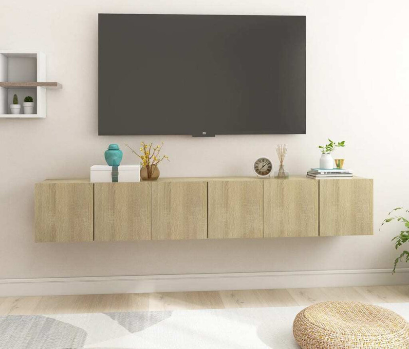 Hengende TV-benker 3 stk sonoma eik 60x30x30 cm