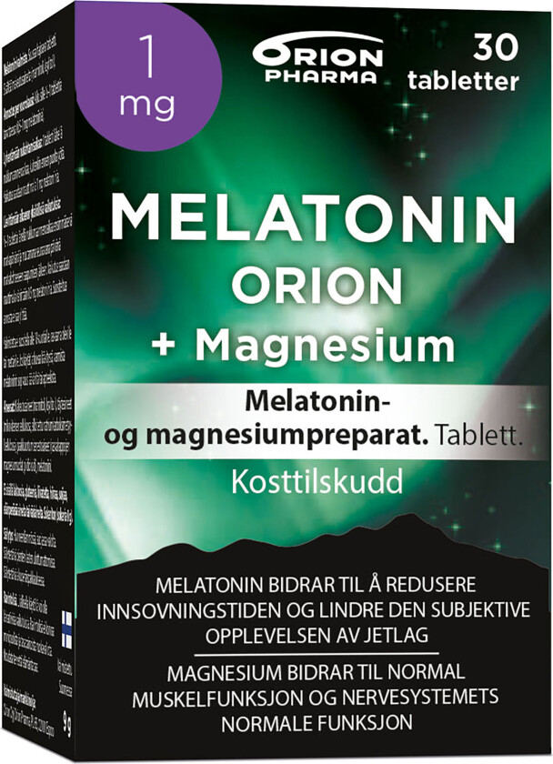 Melatonin  1 mg tablett + Magnesium, 30 stk.