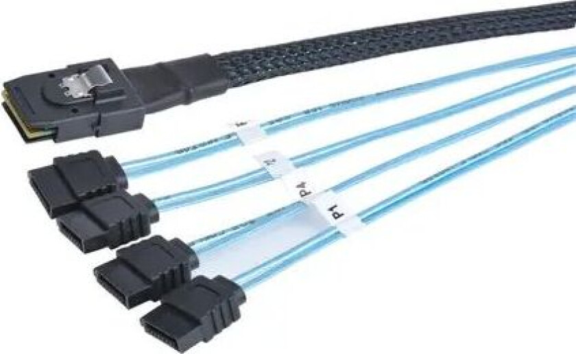 Bilde av Sata/sas-kabel 0.5m 36-pins 4i Mini Multilane Sas (sff-8087) Hann 7-pins Seriell Ata Hunn