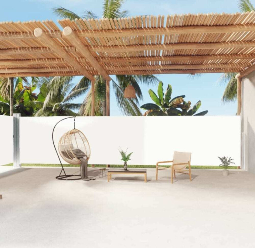 Uttrekkbar sidemarkise 180x1200 cm kremhvit