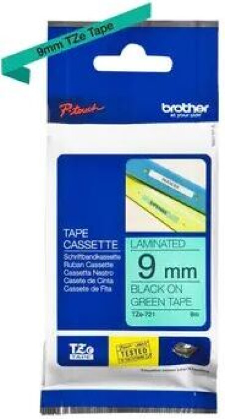 Tape 9mm Tze-721 Svart/gr�nn