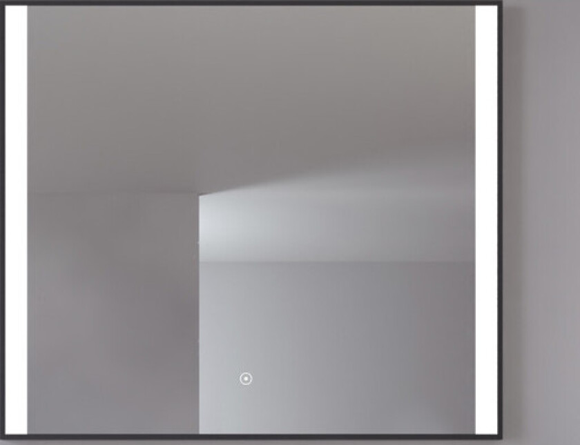 Libra speil med lys, dimbar, touch, 80x70 cm, sort