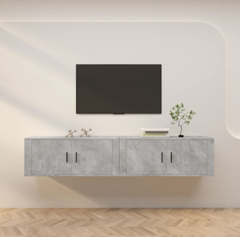 Vegghengte TV-benker 2 stk betonggrå 100x34,5x40 cm