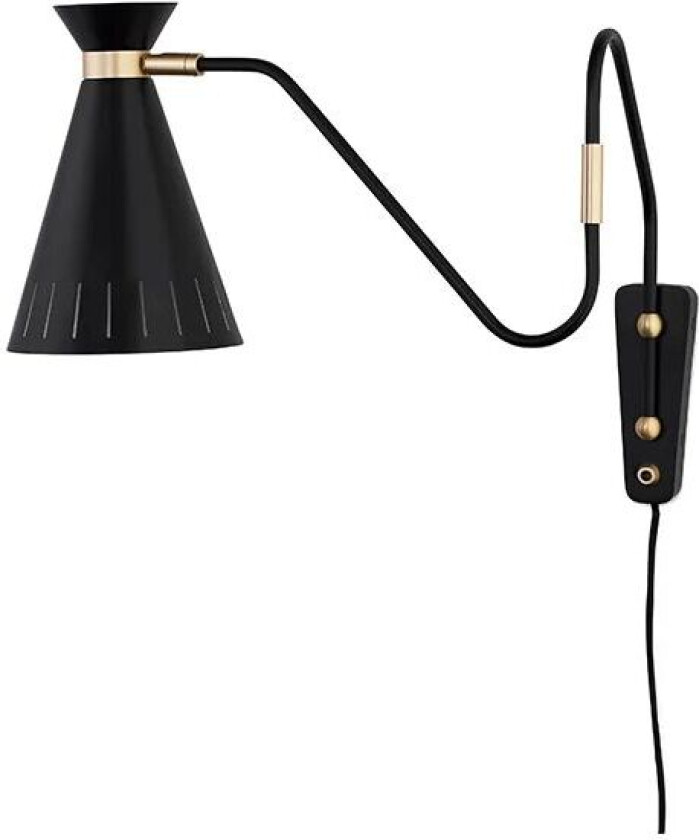 Cone vegglampe Black noir, messingdetaljer